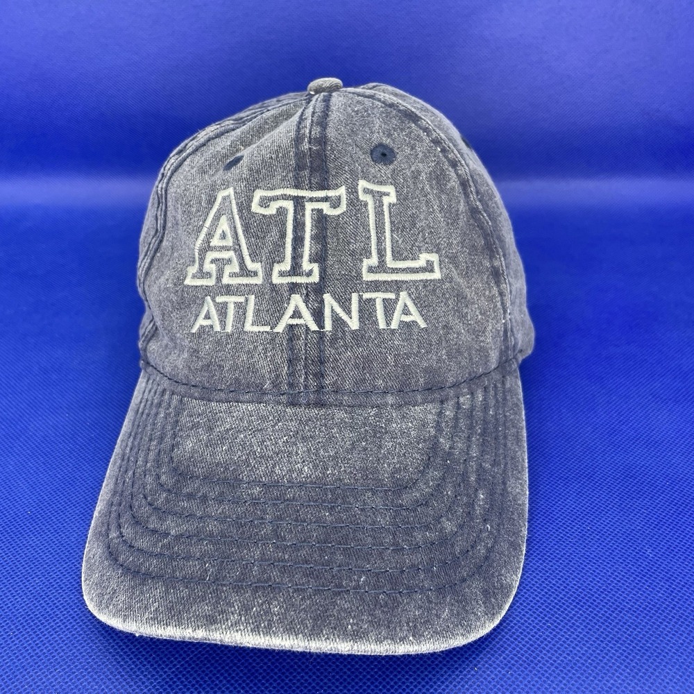 ATL Atlanta Strap Back Baseball Cap• 100% Cotton• Heathered Blue• ESY•Casual